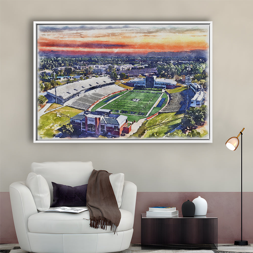 Georgia Southern Eagles, Paulson Painting Stadium Watercolor, Sport Gift Art, Framed Canvas Print Wall Art
