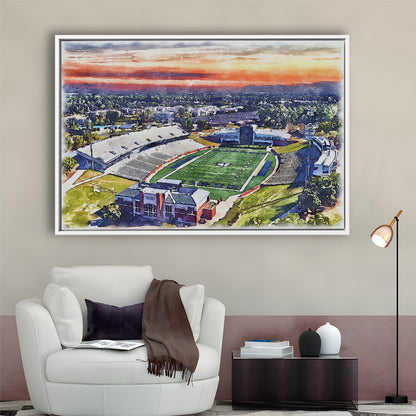 Georgia Southern Eagles, Paulson Painting Stadium Watercolor, Sport Gift Art, Framed Canvas Print Wall Art