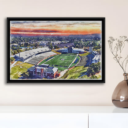 Georgia Southern Eagles, Paulson Painting Stadium Watercolor, Sport Gift Art, Framed Canvas Print Wall Art