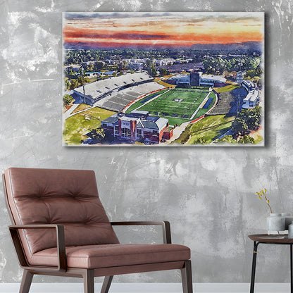 Georgia Southern Eagles, Paulson Painting Stadium Watercolor, Sport Art, Gifts for him, Canvas Print Wall Art