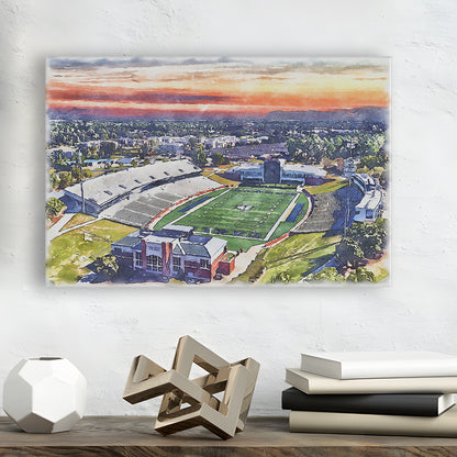 Georgia Southern Eagles, Paulson Painting Stadium Watercolor, Sport Art, Gifts for him, Canvas Print Wall Art