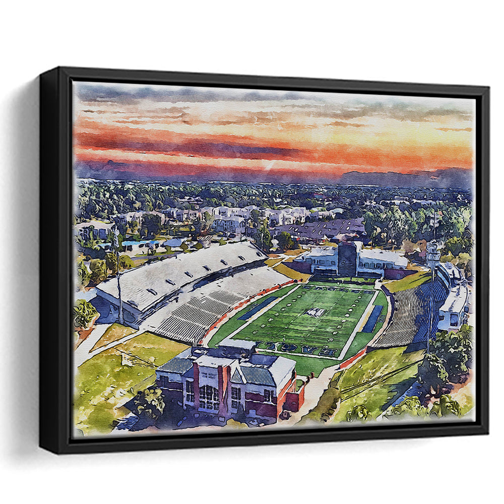 Georgia Southern Eagles, Paulson Painting Stadium Watercolor, Sport Gift Art, Framed Canvas Print Wall Art