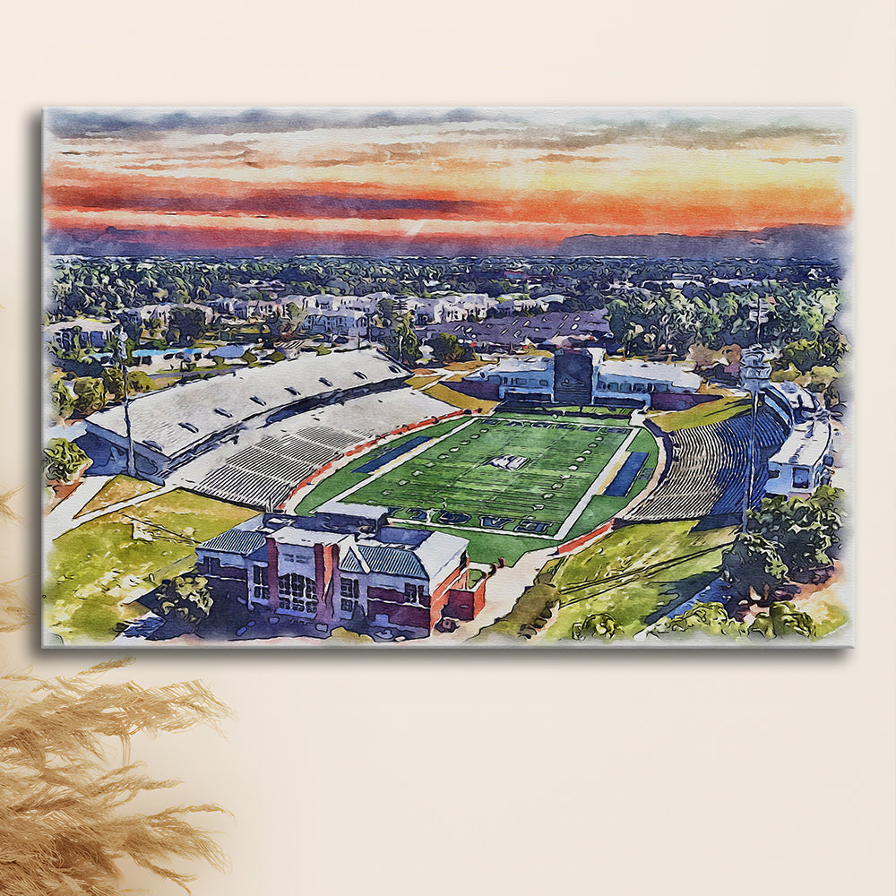 Georgia Southern Eagles, Paulson Painting Stadium Watercolor, Sport Art, Gifts for him, Canvas Print Wall Art