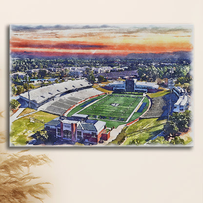 Georgia Southern Eagles, Paulson Painting Stadium Watercolor, Sport Art, Gifts for him, Canvas Print Wall Art
