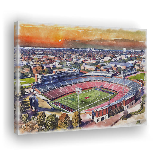 Gerald J Ford Stadium, Southern Methodist Football Painting Stadium, Sport Art, Gifts for him, Canvas Print Wall Art