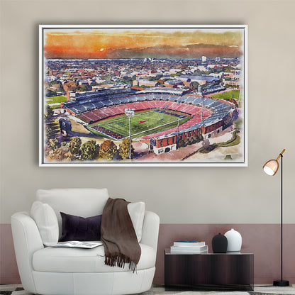 Gerald J Ford Stadium, Southern Methodist Football Painting Stadium, Sport Gift Art, Framed Canvas Print Wall Art