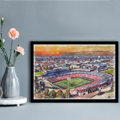 Gerald J Ford Stadium, Southern Methodist Football Painting Stadium, Sport Gift Art, Framed Art Print Wall Decor