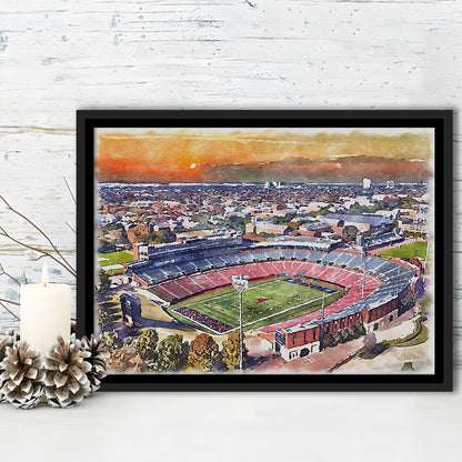 Gerald J Ford Stadium, Southern Methodist Football Painting Stadium, Sport Gift Art, Framed Canvas Print Wall Art