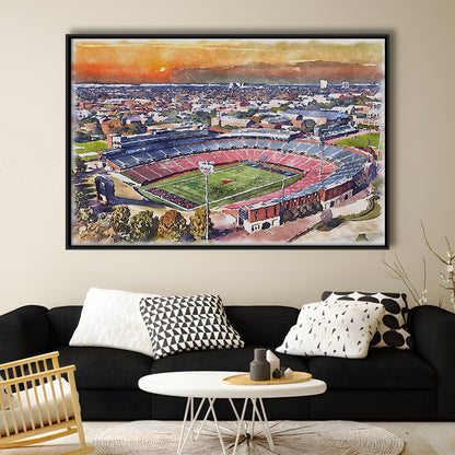 Gerald J Ford Stadium, Southern Methodist Football Painting Stadium, Sport Gift Art, Framed Canvas Print Wall Art