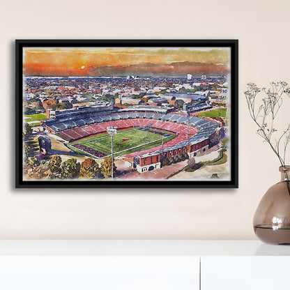 Gerald J Ford Stadium, Southern Methodist Football Painting Stadium, Sport Gift Art, Framed Canvas Print Wall Art