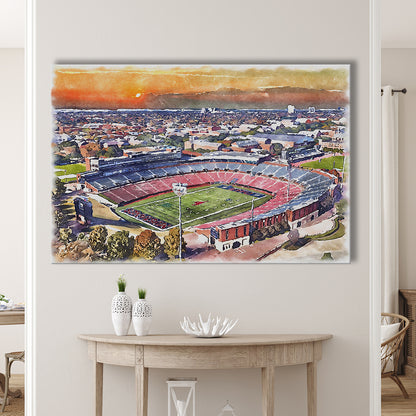 Gerald J Ford Stadium, Southern Methodist Football Painting Stadium, Sport Art, Gifts for him, Canvas Print Wall Art