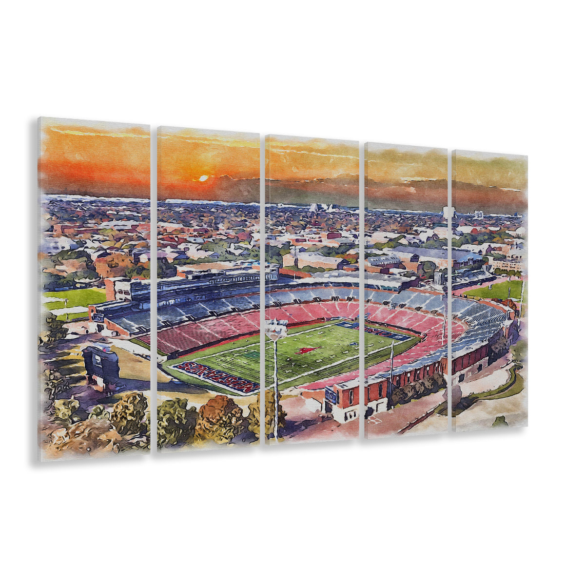 Gerald J Ford Stadium, Southern Methodist Football Painting Stadium, Sport Art, Extra Large Canvas Print Wall Art