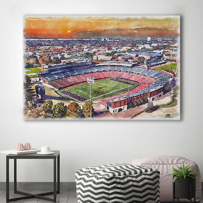 Gerald J Ford Stadium, Southern Methodist Football Painting Stadium, Sport Art, Gifts for him, Canvas Print Wall Art