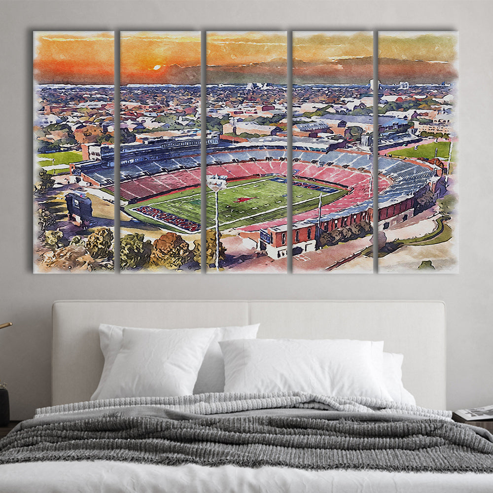 Gerald J Ford Stadium, Southern Methodist Football Painting Stadium, Sport Art, Extra Large Canvas Print Wall Art