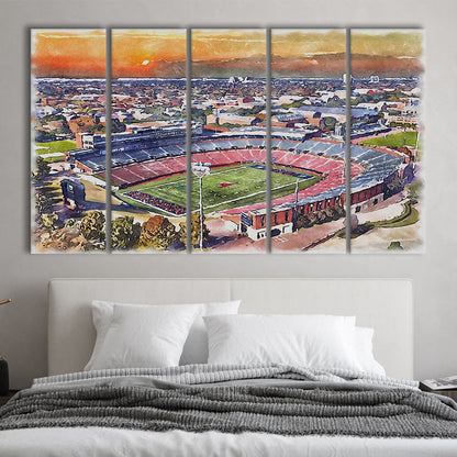 Gerald J Ford Stadium, Southern Methodist Football Painting Stadium, Sport Art, Extra Large Canvas Print Wall Art