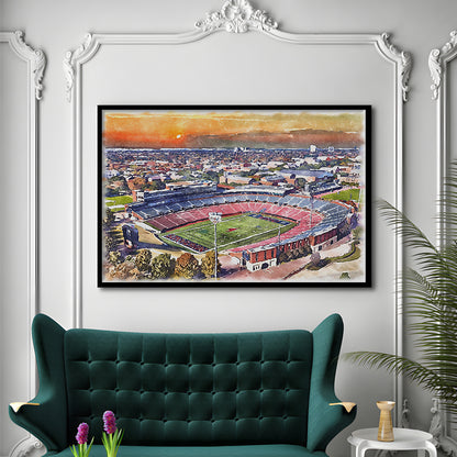 Gerald J Ford Stadium, Southern Methodist Football Painting Stadium, Sport Gift Art, Framed Art Print Wall Decor
