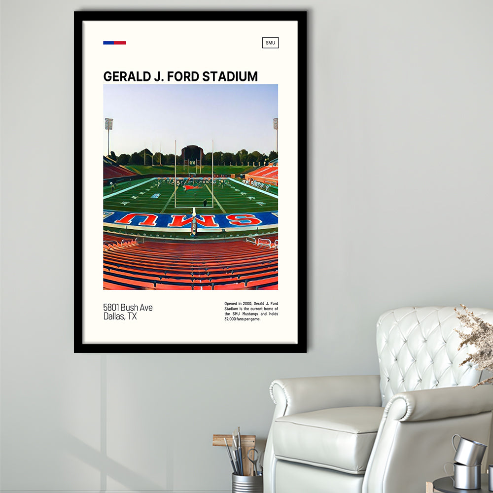 Gerald J. Ford Stadium Print, SMU Mustangs Stadium Art, Gifts for him, Sport Art, Framed Art Print Wall Decor