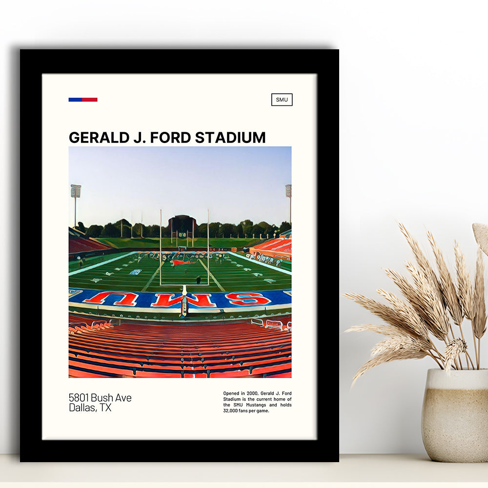 Gerald J. Ford Stadium Print, SMU Mustangs Stadium Art, Gifts for him, Sport Art, Framed Art Print Wall Decor