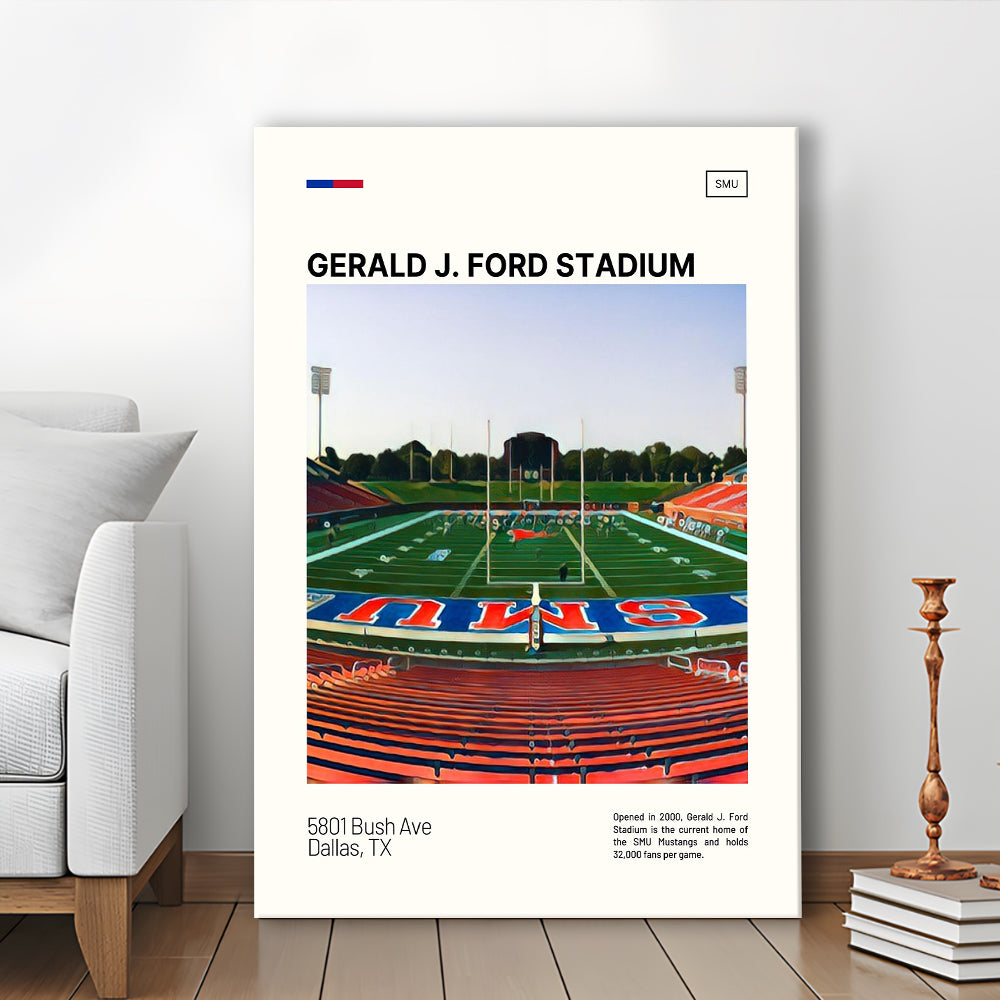 Gerald J. Ford Stadium Print, SMU Mustangs Stadium Canvas Art, Fan Gifts, Sport Art, Canvas Print Wall Art
