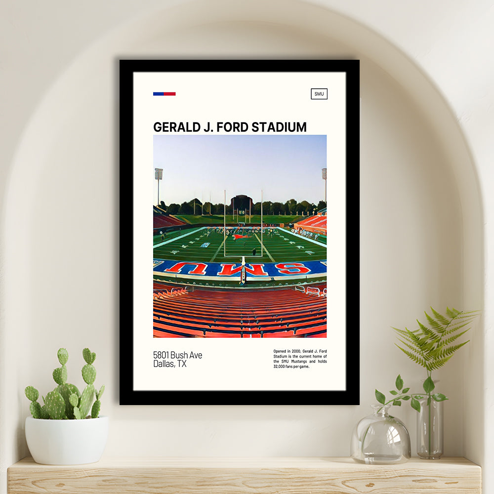 Gerald J. Ford Stadium Print, SMU Mustangs Stadium Art, Gifts for him, Sport Art, Framed Art Print Wall Decor