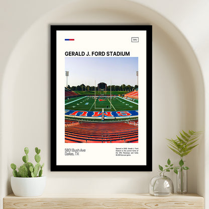 Gerald J. Ford Stadium Print, SMU Mustangs Stadium Art, Gifts for him, Sport Art, Framed Art Print Wall Decor
