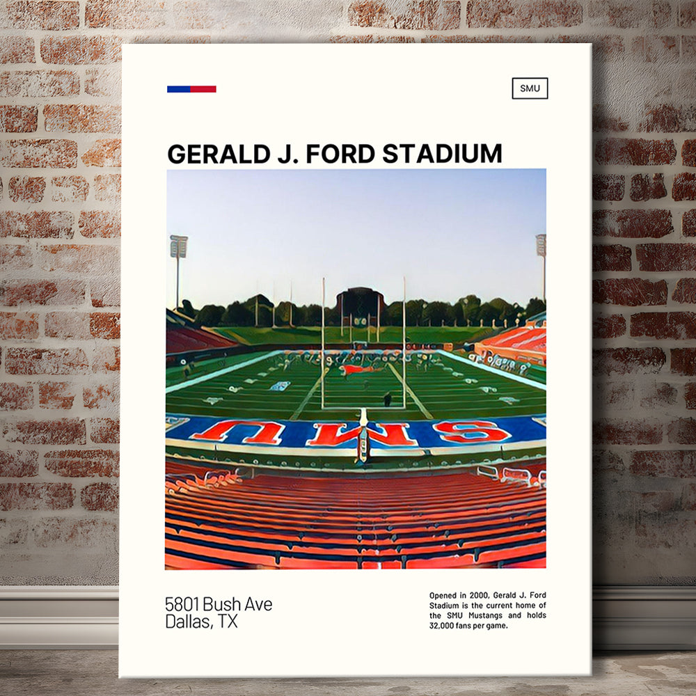 Gerald J. Ford Stadium Print, SMU Mustangs Stadium Canvas Art, Fan Gifts, Sport Art, Canvas Print Wall Art
