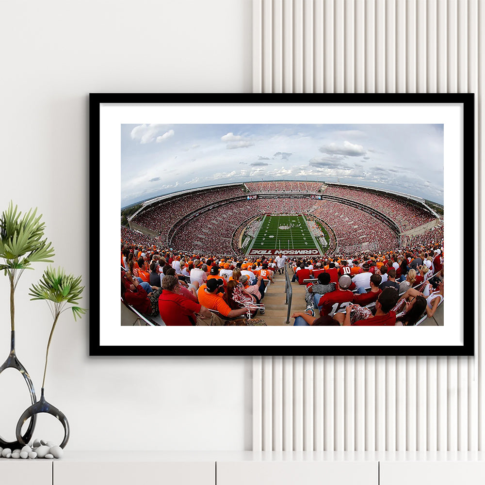 Getty Bryant Denny Stadium, Stadium Canvas, Sport Art, Gift for him, White Border Framed Art Print Wall Decor