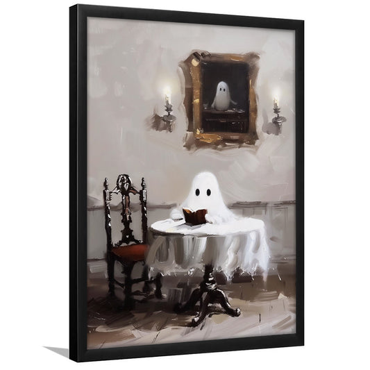 Ghost Print,Halloween Decor,Vintage Print,Spooky,Ghost Painting100, Framed Art Print Wall Decor, Picture Framed