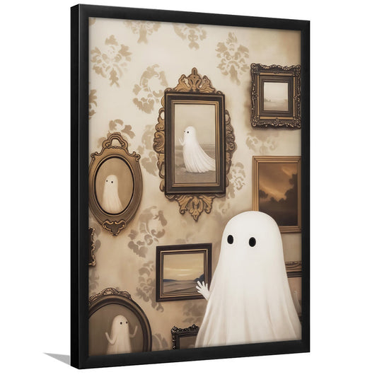 Ghost Print,Halloween Decor,Vintage Print,Spooky,Ghost Painting, Framed Art Print Wall Decor, Picture Framed