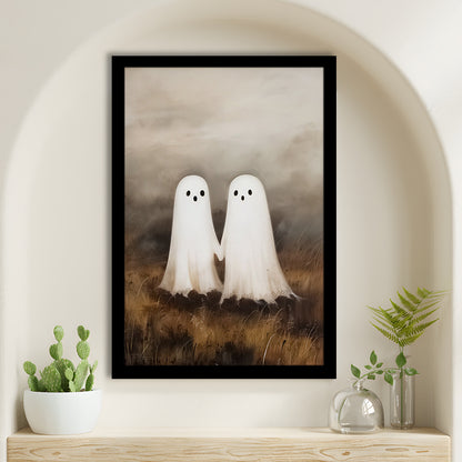 Ghosts in Field Print Halloween Decor, Ghost Painting Academia , Framed Art Print Wall Decor, Picture Framed