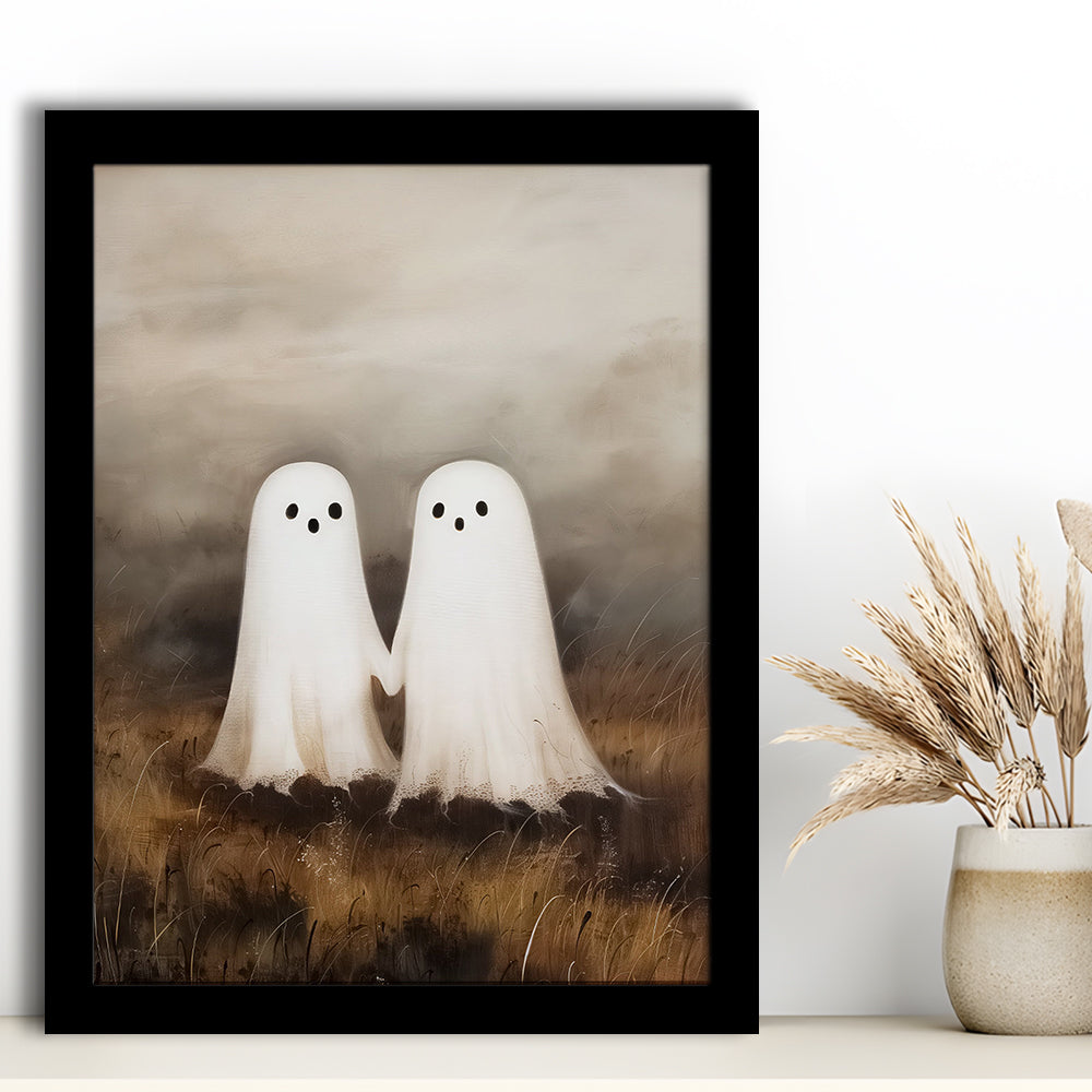 Ghosts in Field Print Halloween Decor, Ghost Painting Academia , Framed Art Print Wall Decor, Picture Framed