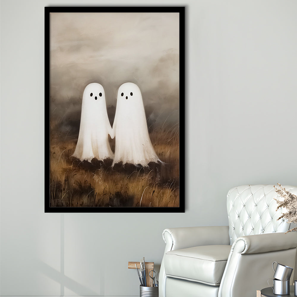Ghosts in Field Print Halloween Decor, Ghost Painting Academia , Framed Art Print Wall Decor, Picture Framed