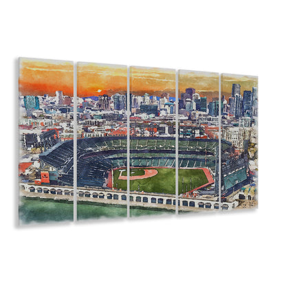 Giants Baseball Stadium, Oracle Park Watercolor, Sport Art, Extra Large Canvas Print Wall Art
