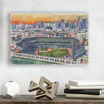 Giants Baseball Stadium, Oracle Park Watercolor, Sport Art, Gifts for him, Canvas Print Wall Art