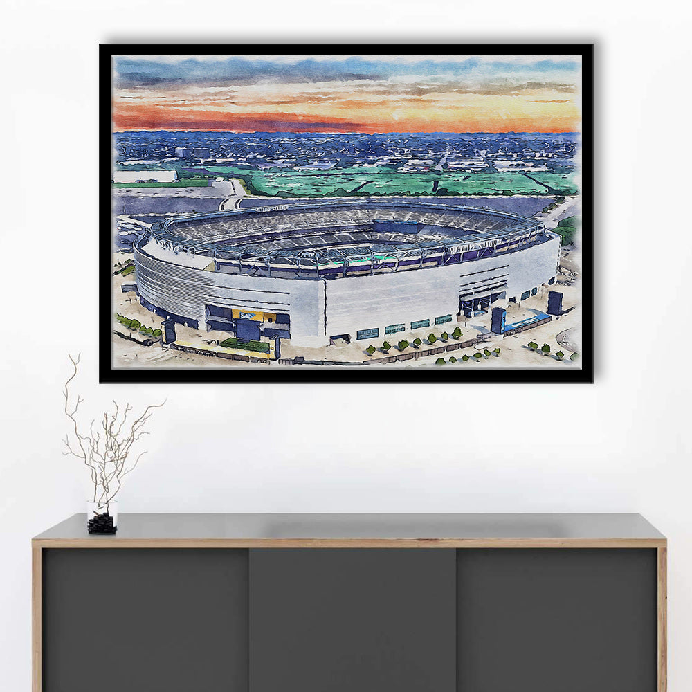 Giants Stadium, MetLife Painting Stadium Watercolor, Sport Gift Art, Framed Art Print Wall Decor