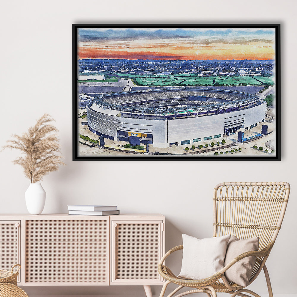 Giants Stadium, MetLife Painting Stadium Watercolor, Sport Gift Art, Framed Canvas Print Wall Art