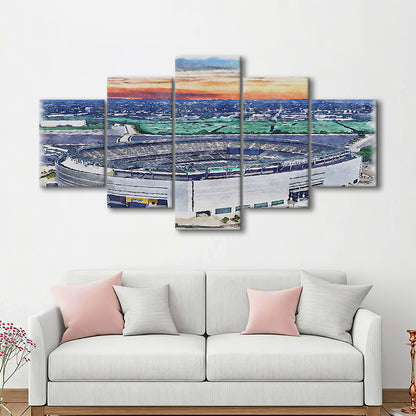 Giants Stadium, MetLife Painting Stadium Watercolor, Sport Art, Mixed 5 Panel, Canvas Print Wall Art