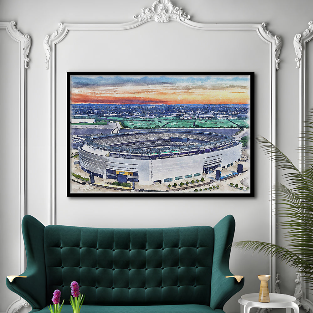 Giants Stadium, MetLife Painting Stadium Watercolor, Sport Gift Art, Framed Art Print Wall Decor