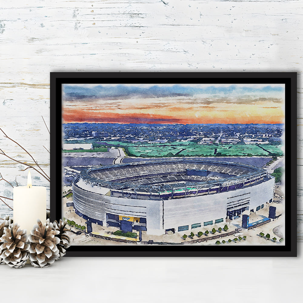 Giants Stadium, MetLife Painting Stadium Watercolor, Sport Gift Art, Framed Canvas Print Wall Art