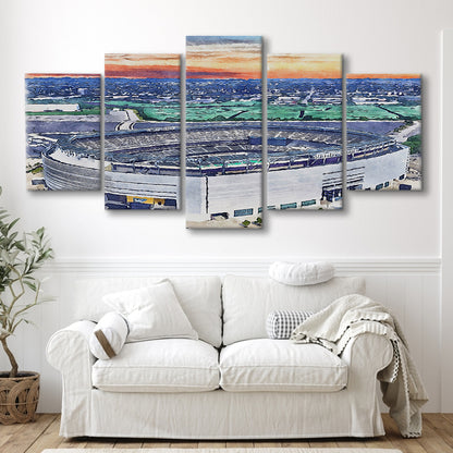 Giants Stadium, MetLife Painting Stadium Watercolor, Sport Art, Mixed 5 Panel, Canvas Print Wall Art