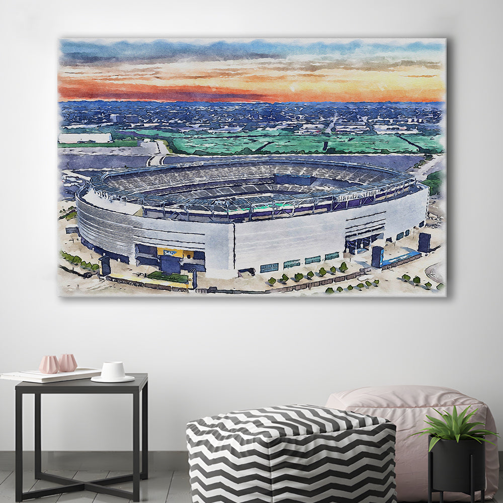 Giants Stadium, MetLife Painting Stadium Watercolor, Sport Art, Gifts for him, Canvas Print Wall Art