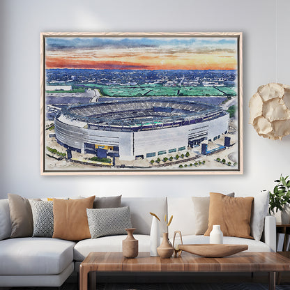 Giants Stadium, MetLife Painting Stadium Watercolor, Sport Gift Art, Framed Canvas Print Wall Art