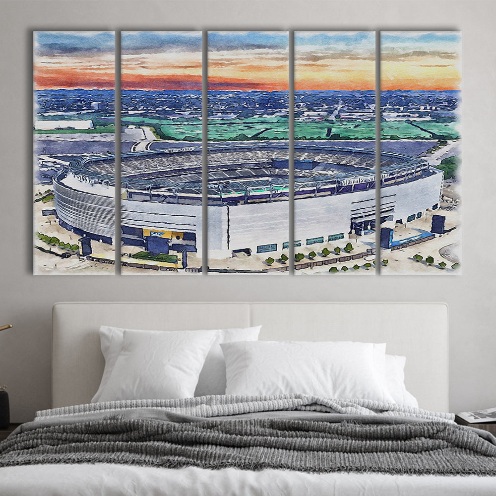 Giants Stadium, MetLife Painting Stadium Watercolor, Sport Art, Extra Large Canvas Print Wall Art