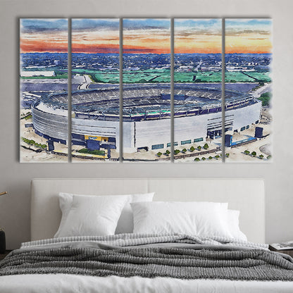 Giants Stadium, MetLife Painting Stadium Watercolor, Sport Art, Extra Large Canvas Print Wall Art