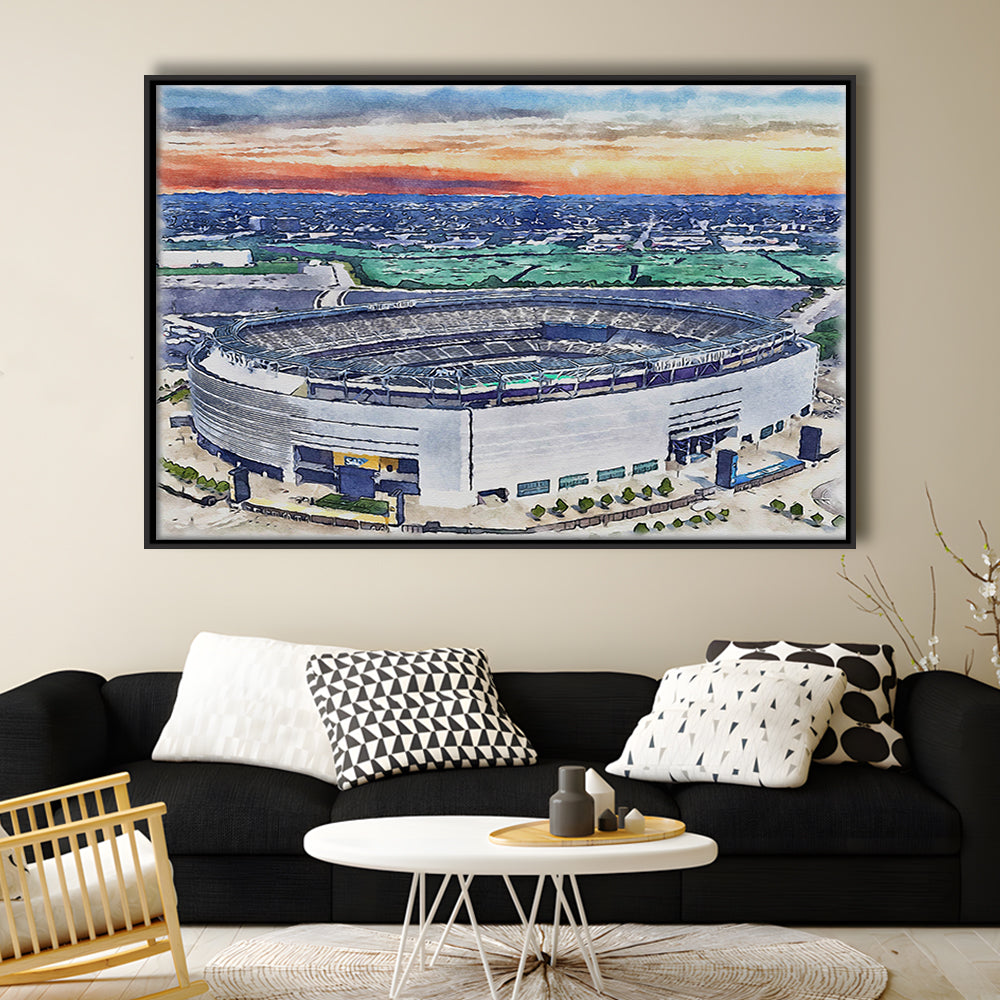 Giants Stadium, MetLife Painting Stadium Watercolor, Sport Gift Art, Framed Canvas Print Wall Art