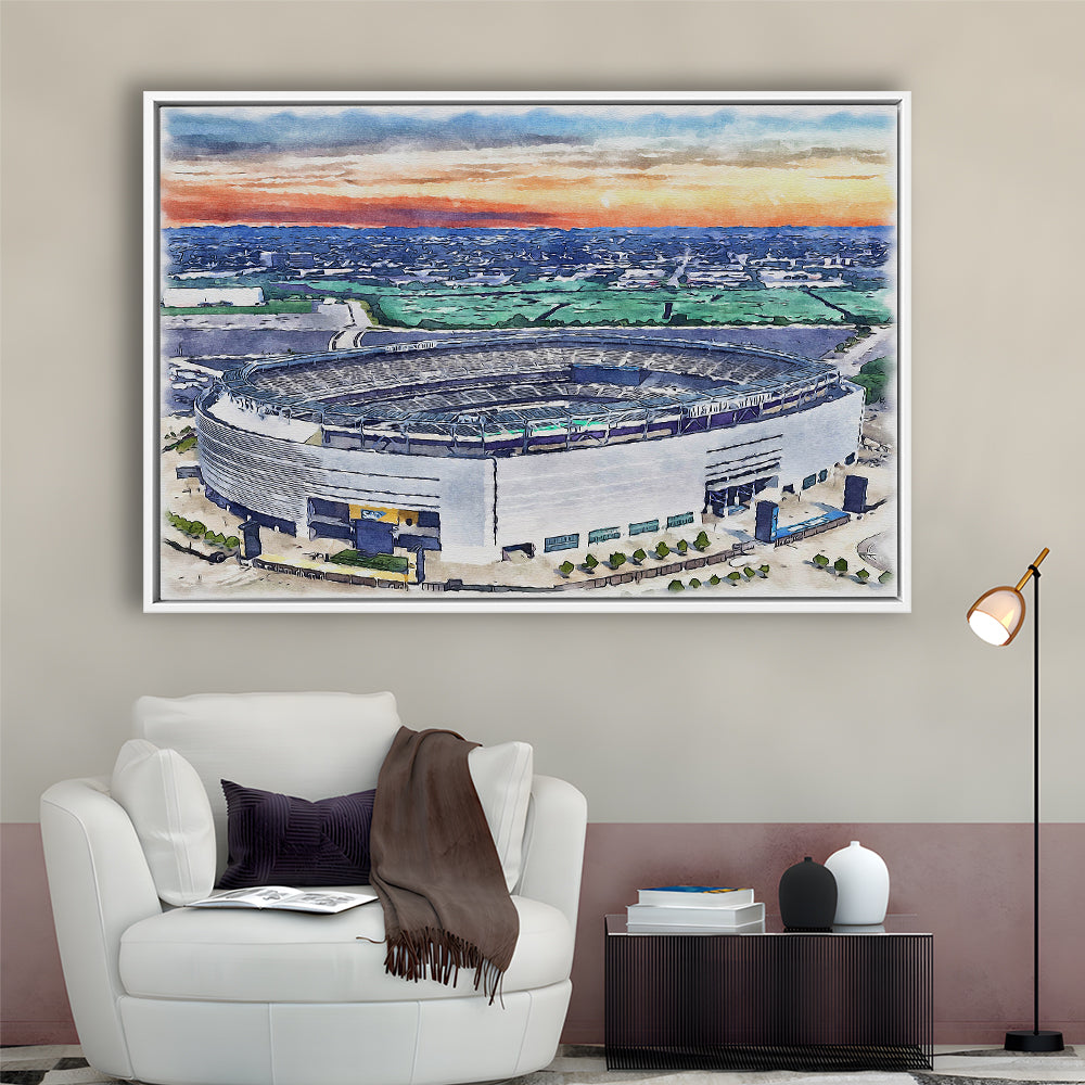 Giants Stadium, MetLife Painting Stadium Watercolor, Sport Gift Art, Framed Canvas Print Wall Art