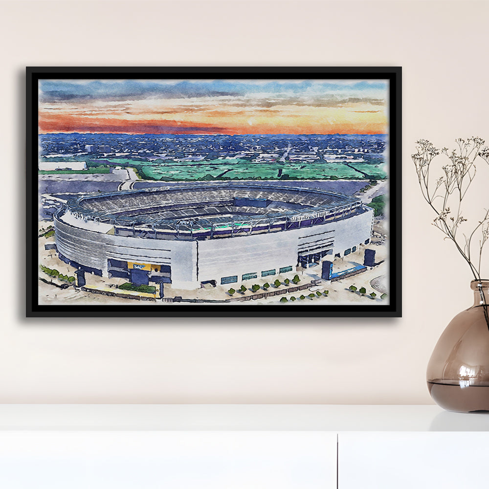 Giants Stadium, MetLife Painting Stadium Watercolor, Sport Gift Art, Framed Canvas Print Wall Art