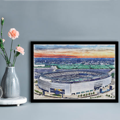 Giants Stadium, MetLife Painting Stadium Watercolor, Sport Gift Art, Framed Art Print Wall Decor