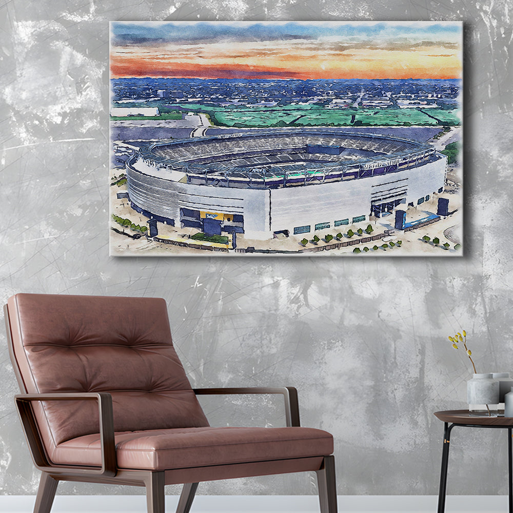 Giants Stadium, MetLife Painting Stadium Watercolor, Sport Art, Gifts for him, Canvas Print Wall Art