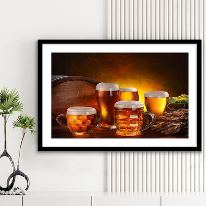 Gift For A Beer Lover,Bar Wall Art,Pub Wall Decor Art Print, Framed Art Print White Border